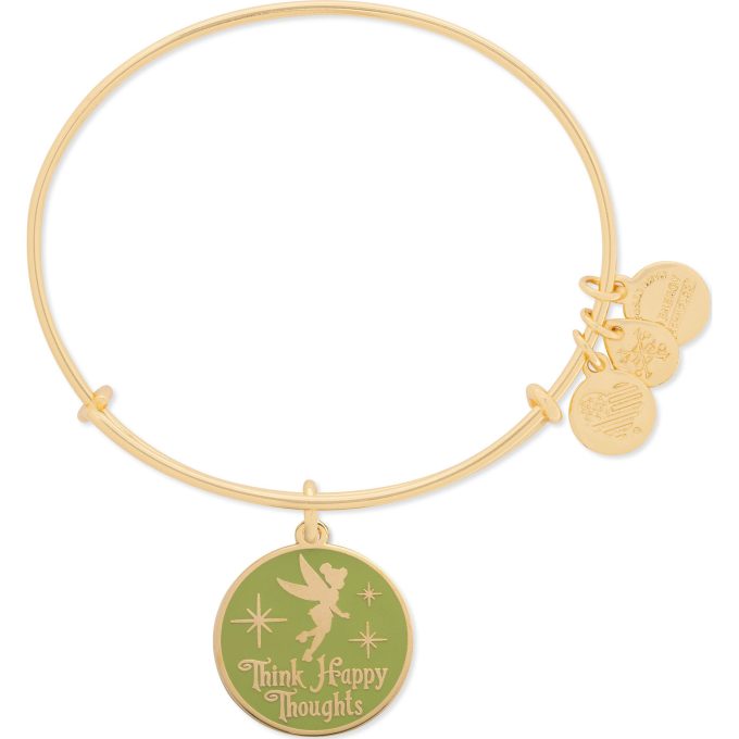 Disney - Tinker Bell Think Happy Thoughts Charm Bangle - Shiny Gold